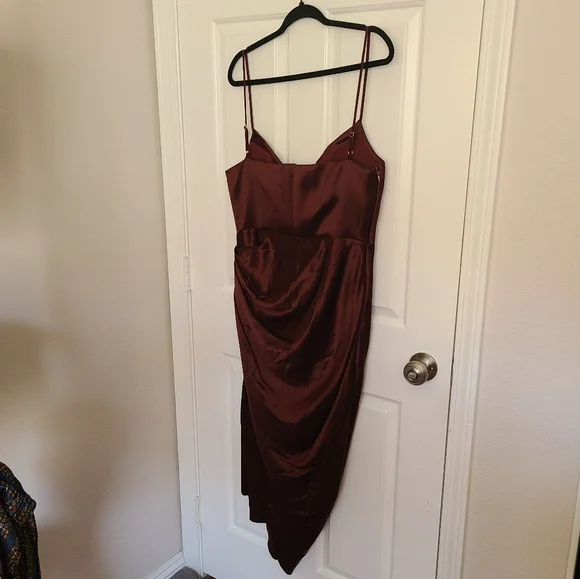 House of CB Reva Satin Blacony Corset Dress - Raisin - Picture 3 of 5